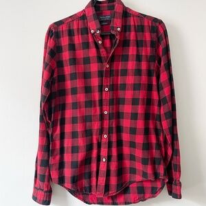 Zara Man Slim Fit Red Check/Plaid Shirt
